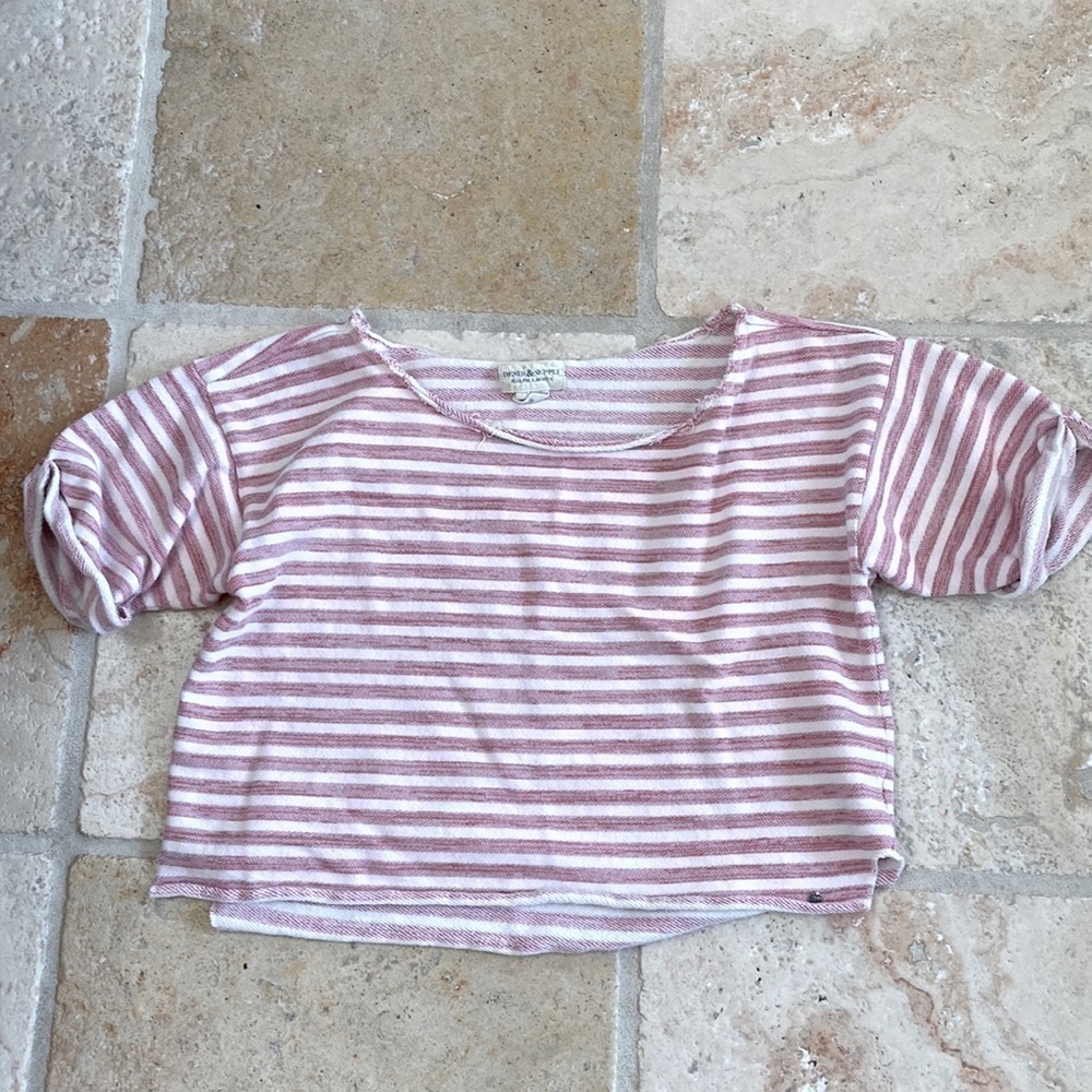 DENIM & SUPPLY Ralph Lauren Striped shirt red, white Boxy Crop Top Beach Size L